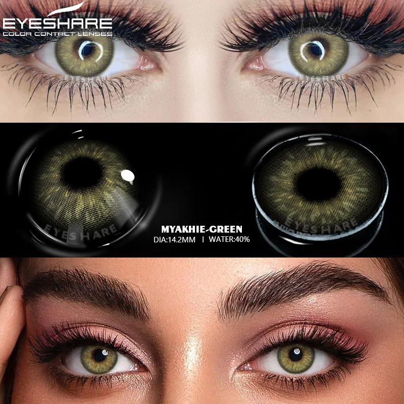 EYESHARE 1Pair Color Contact Lenses for Eyes Brown Colorful Eyes Lenses Green Lens Yearly Cosmetic Makeup Gray Eye Contacts Lens