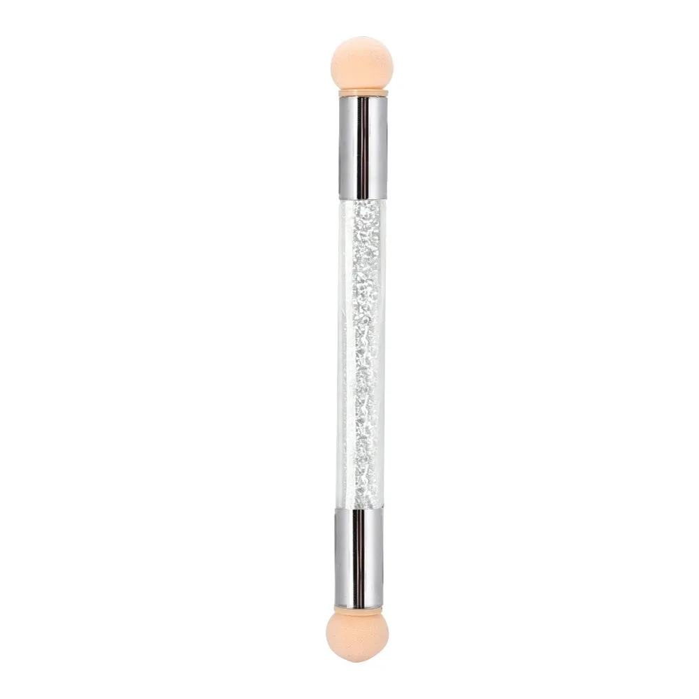 Double End Nail Art Pen UV Gel Compatible 4 Extra Sponge Heads Nail Art Sponge Brush Transparent Handle Ombre Nail Brush
