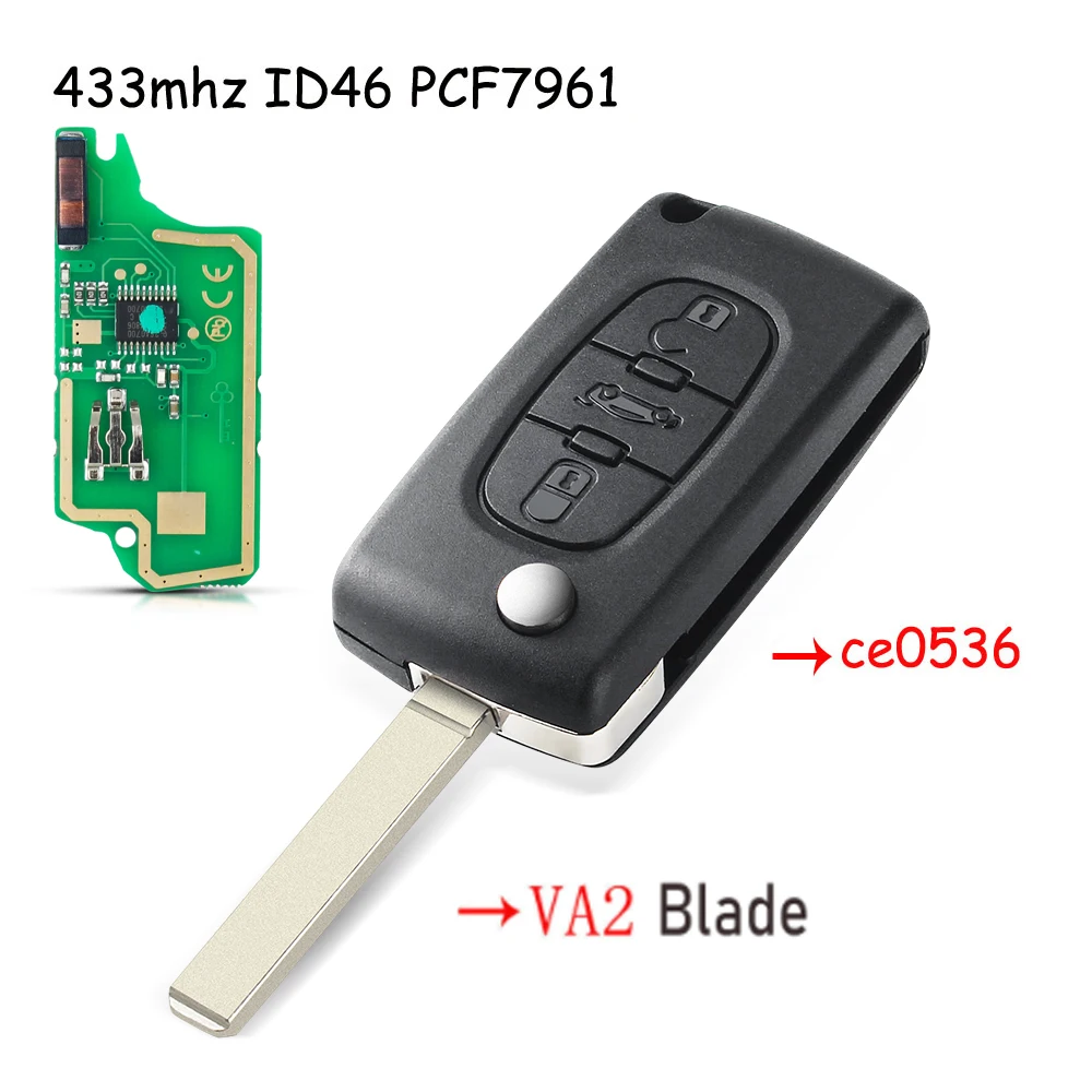 KEYYOU 2/3 Tasten Remote Key Fob Für Peugeot 207 307 407 408 308 Für Citroen C4 C2 FRAGEN 433Mhz ID46 PCF7941 VA2/HCA Klinge