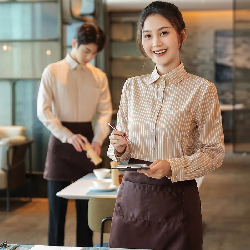 

Western Restaurant Coffee Shop Waiter Work Uniform Long Sleeve Shirt Hotel Fast Food Restaurant Cake Shop Steakhouse Employee Un