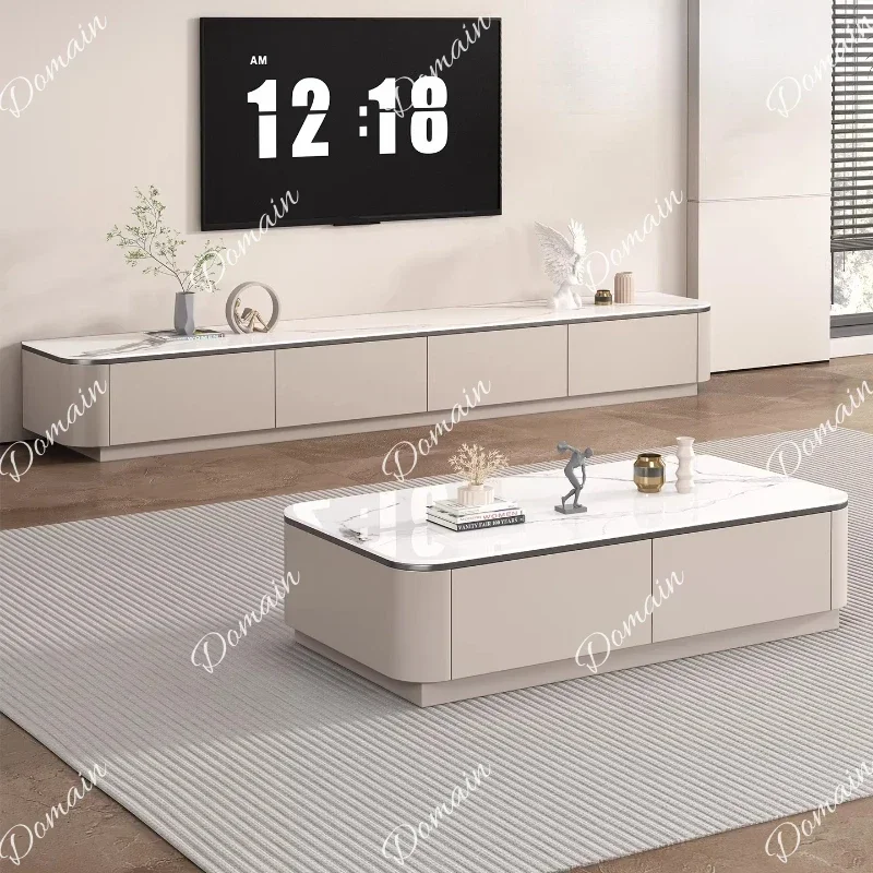 B 160 180 200 220 240cm Wooden Sintered Stone Tv Stand Modern High-end Luxury Design Tv Stand Storage Locker Living Room Furnitu