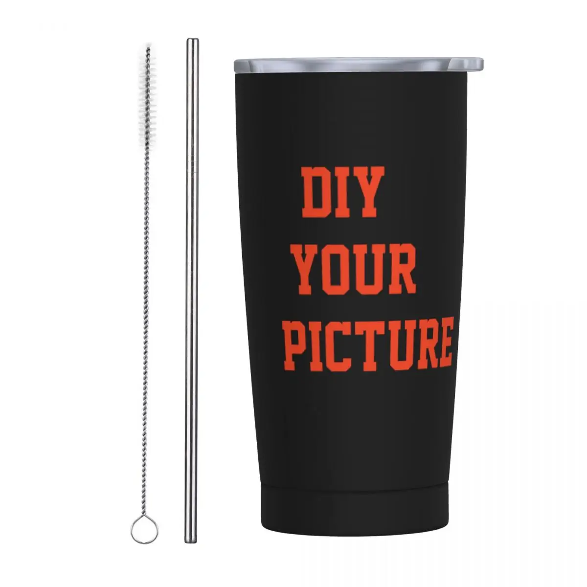 DIY Your Picture Tumbler Vacuum Insulated Customized Coffee Cups with Lid Straw Double Wall Mug Water Bottle, 20oz