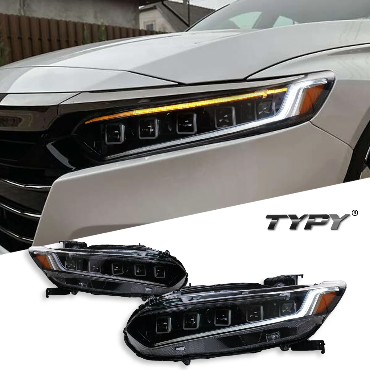 

Автомобильная фара TYPY для Honda Accord 10TH 2018-2022, обновленная модифицированная новая светодиодная фара с динамическим указателем поворота DRL, автоаксессуары