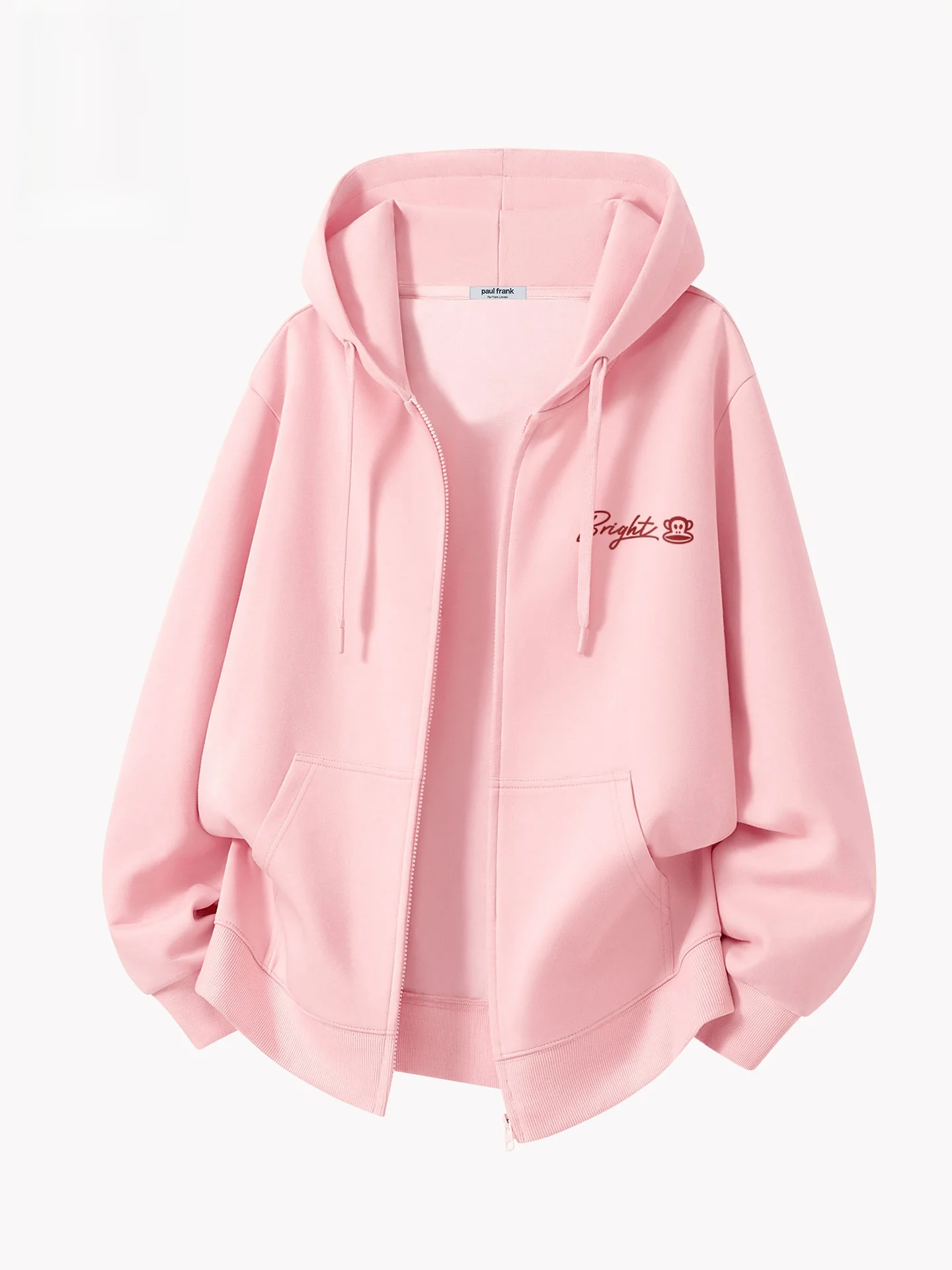 

ex Fce Lined Hoodie Pink Oversized Casual Wear Breathable Long Sve Zipper Closure Streetwear Sle