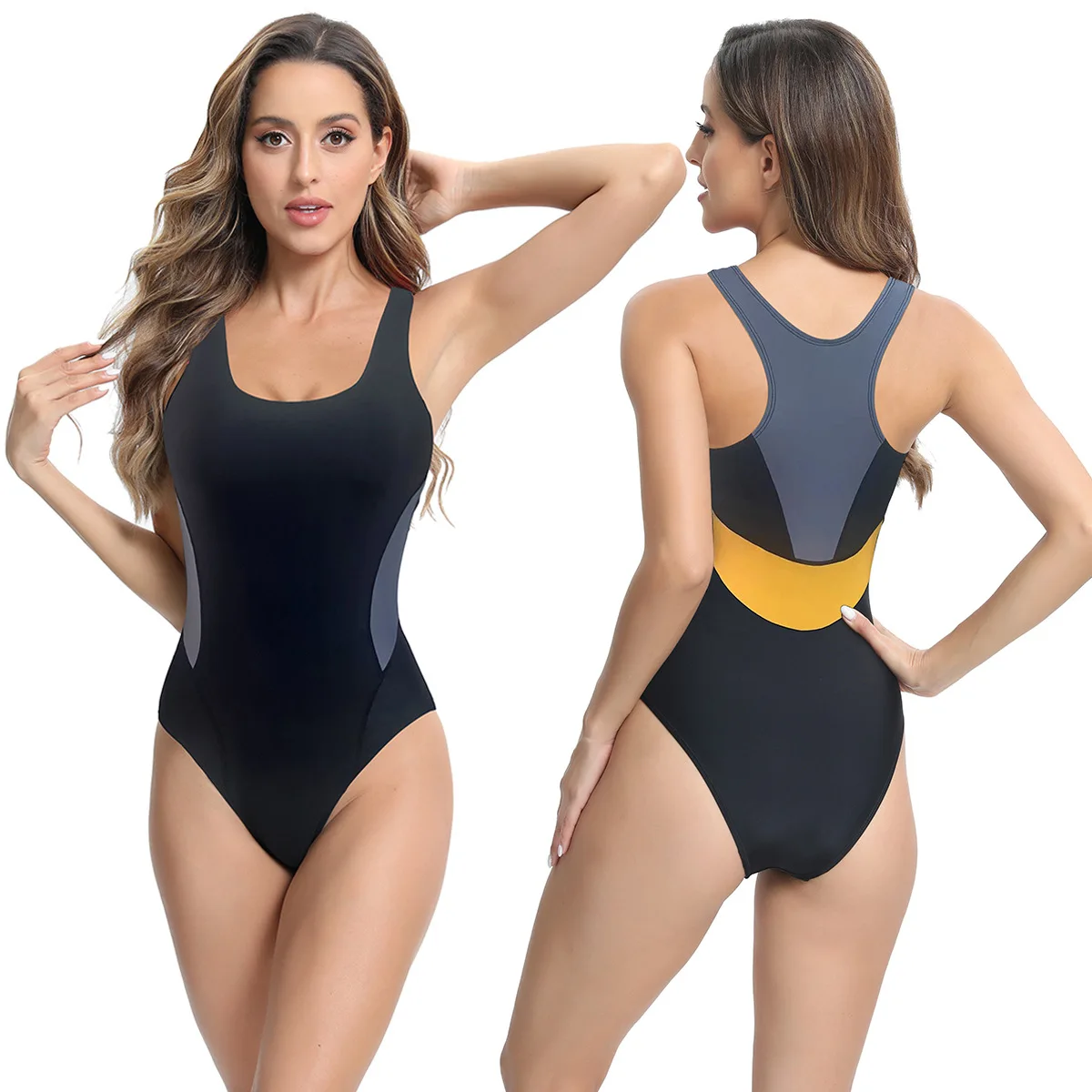 Sports One Piece Swimsuit Women Swimwear Female Summer Black Monokini Biquinis Bathing Suit Bodysuit Pool 2024 New Beach Wear