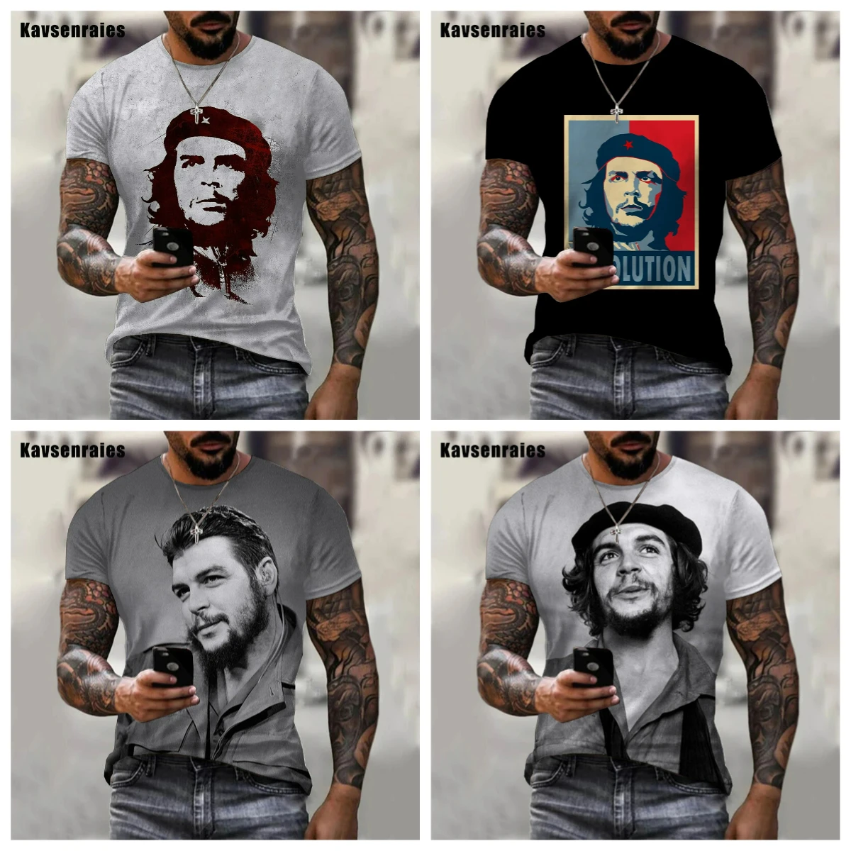 

3D футболка на плоской подошве Che Guevara, мужская одежда, модная футболка в стиле Харадзюку, повседневная летняя быстросохнущая футболка с круглым вырезом и короткими рукавами