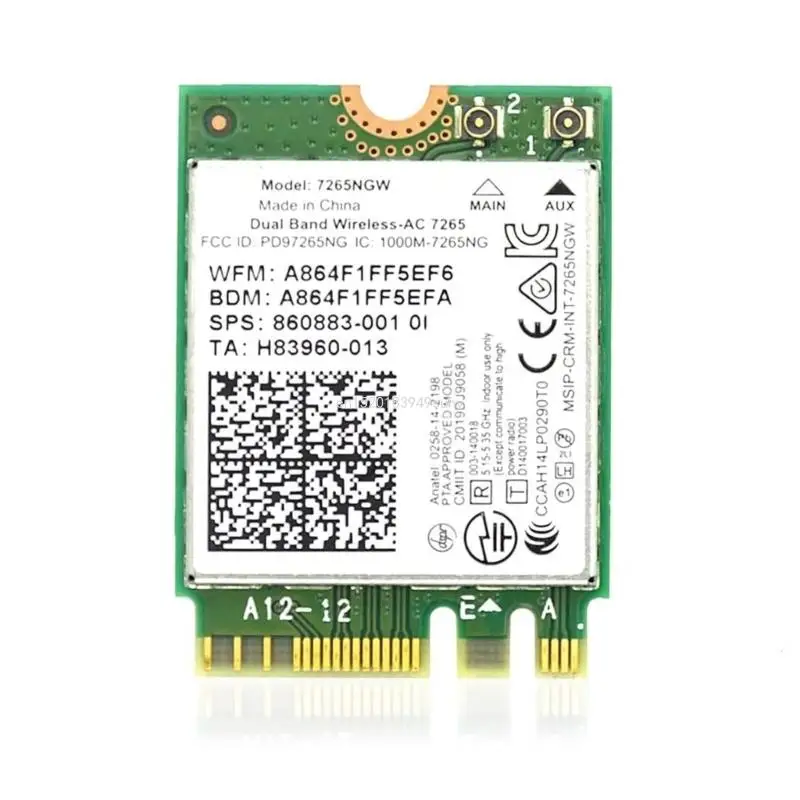 Wireless-AC การ์ดเครือข่ายไร้สาย 2.4G/5Gbps Dual-Band 1200Mบลูทูธเข้ากันได้กับอะแดปเตอร์Wlan 7265 7256NGW WIFI