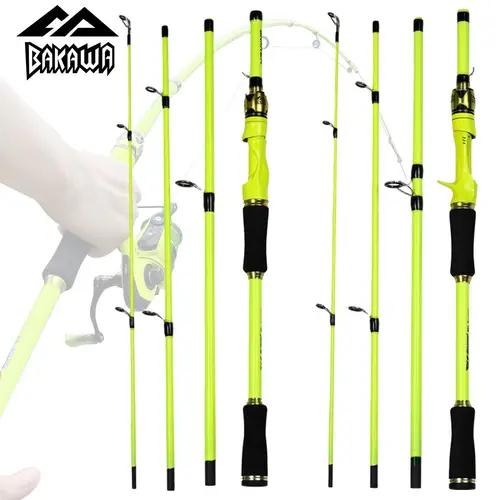 BAKAWA-caña de pescar giratoria de fundición, ultraligera, alimentador de señuelos, 4 secciones con mango EVA, 2,1 M, 1,8 M