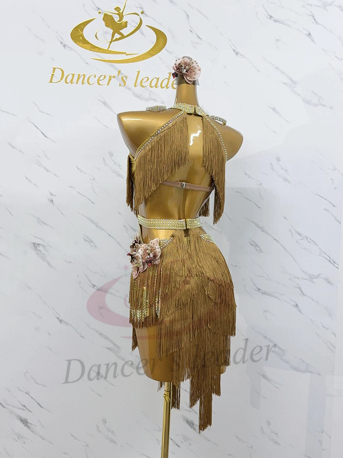 الرقص اللاتيني AB Stone أنثى الكبار الأطفال الراقية مخصصة زهرة شرابة الماس الأسود بركة السامبا أداء اللباس