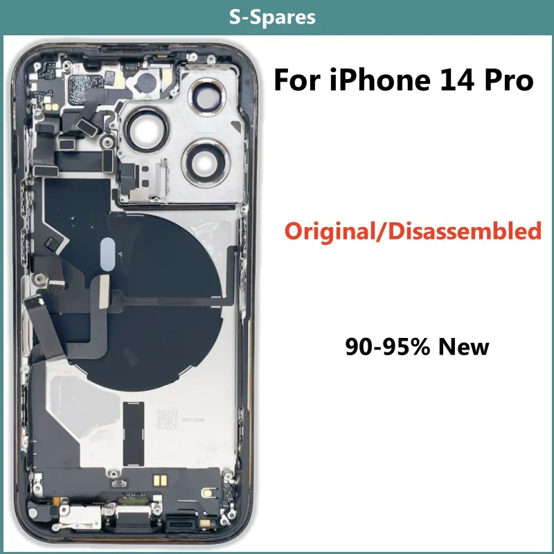 90-95% New Original Disassembled Middle Frame Housing Back Cover For iPhone 14 Pro with NFC Wireless Charger Assembly