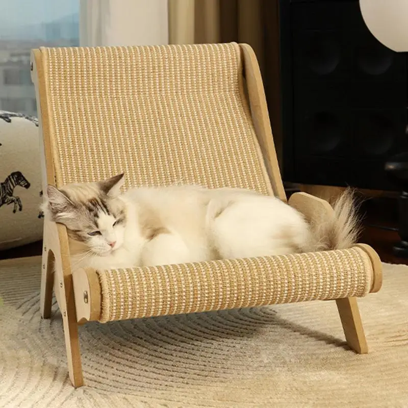 Cat Scratching Pads Elegant Sturdy Cat Rocking Chair Sisal Cat Lounge Chair Pet-Friendly Multi-Functional Cat Scratcher Cat