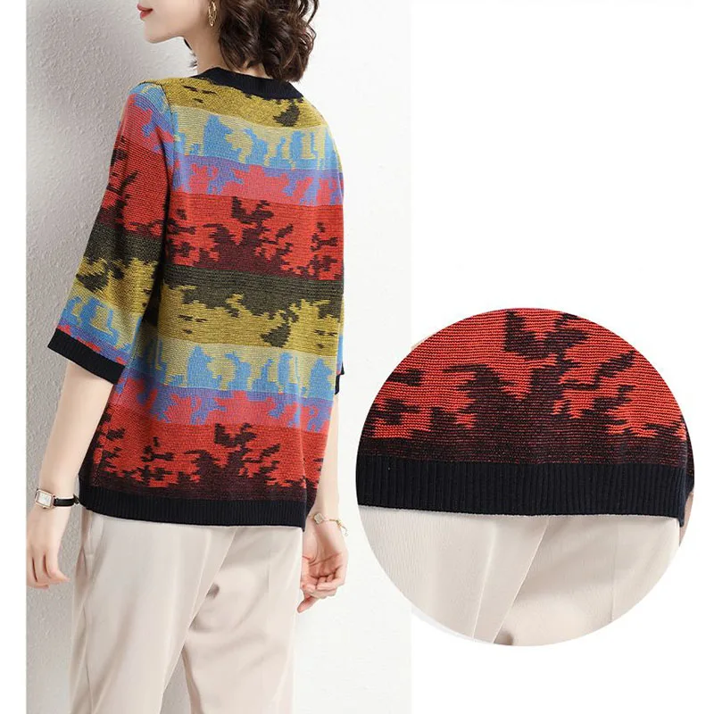 Vintage Women Clothing Oversized T-Shirt Summer New Half Sleeve Basic Tees 6XL Y2K Korean Fashion Casual Knitted Pullovers Tops