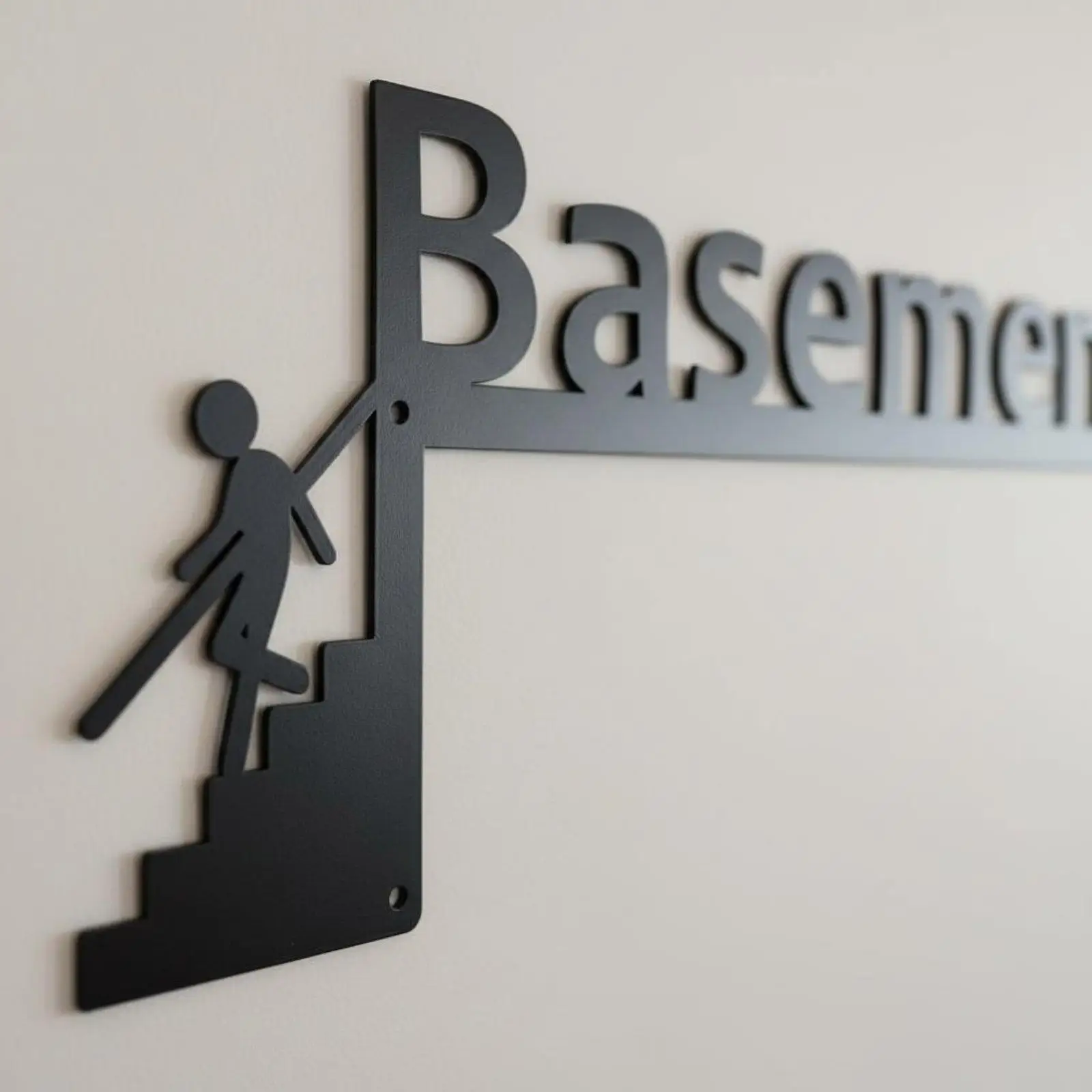 Metal Basement Wall Plaque Creative Design Stairway Outline Door Frame Art