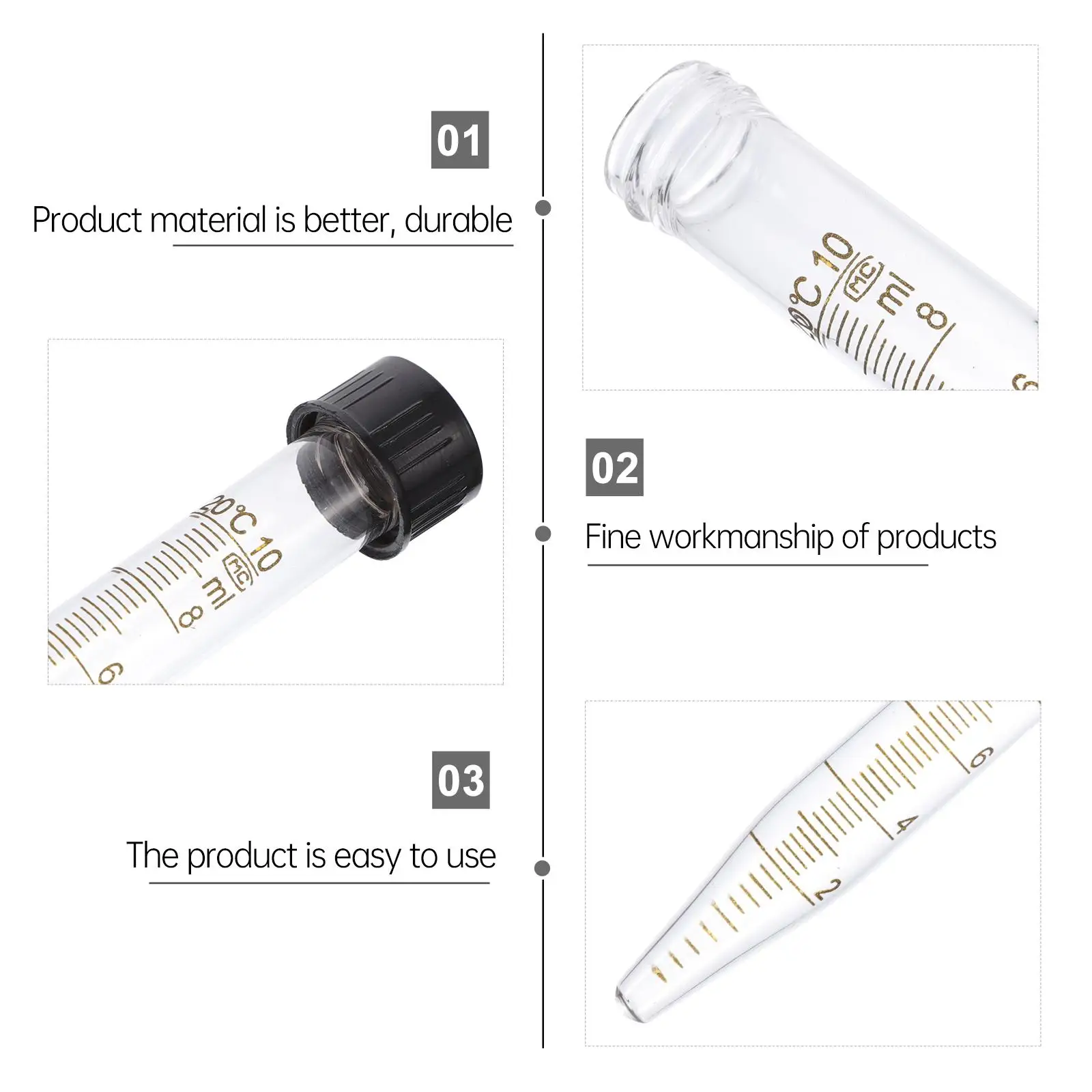 3 Stück Tube Lab Sample Glass Spiral Graduated Reagenzgläser Shots Experiment Tools
