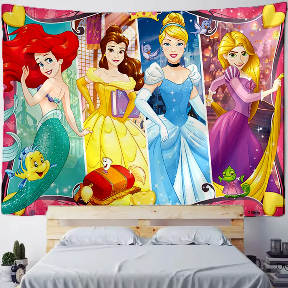 HD Disney Princess Backdrop Snow White Belle Princess Fairy Tale Banner Girl's Birthday Decorations Baby Baptism Party Supplies