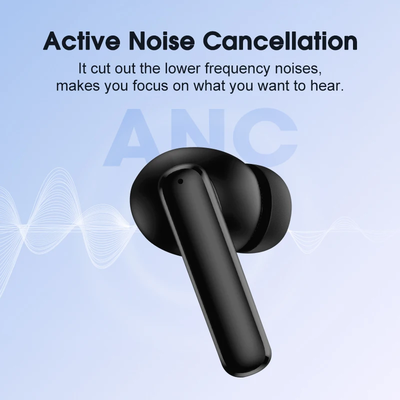 QCY T13 ANC Earphone Bluetooth 5.3 Active Noise Cancellation -28dB Wireless Headphone Fast Charge Earbuds 0.068\' Low Latency