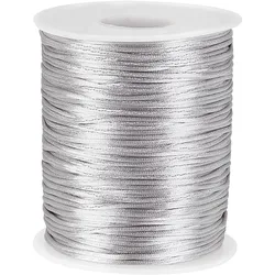 109 Yards Rattail Satin Cord 1.5mm Silver Silk Crafts Cords Satin Bracelet String Thread for Macrame Kumihimo Friendship