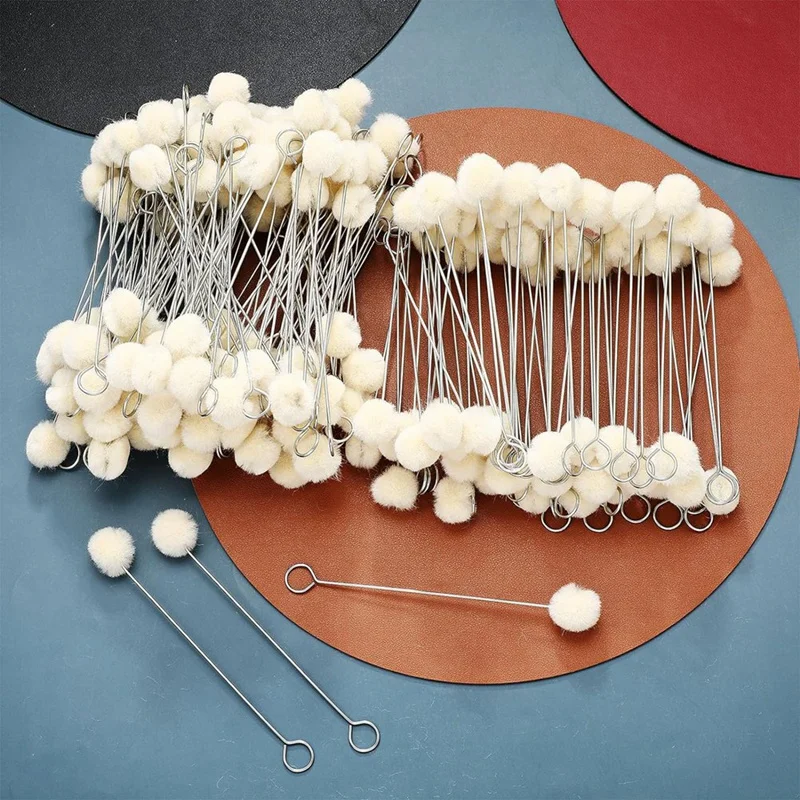 200 Pieces Wool Daubers Ball Brush Set Leather Dye Tool With Metal Handle Applicator Tool Set For Leather Dye Wool Dye Dauber