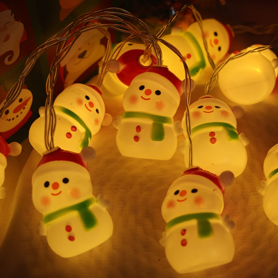 Guirlande lumineuse de noël LED, Arrangement de décoration d'arbre de noël en plein air, atmosphère de bonhomme de neige de noël, guirlande lumineuse colorée