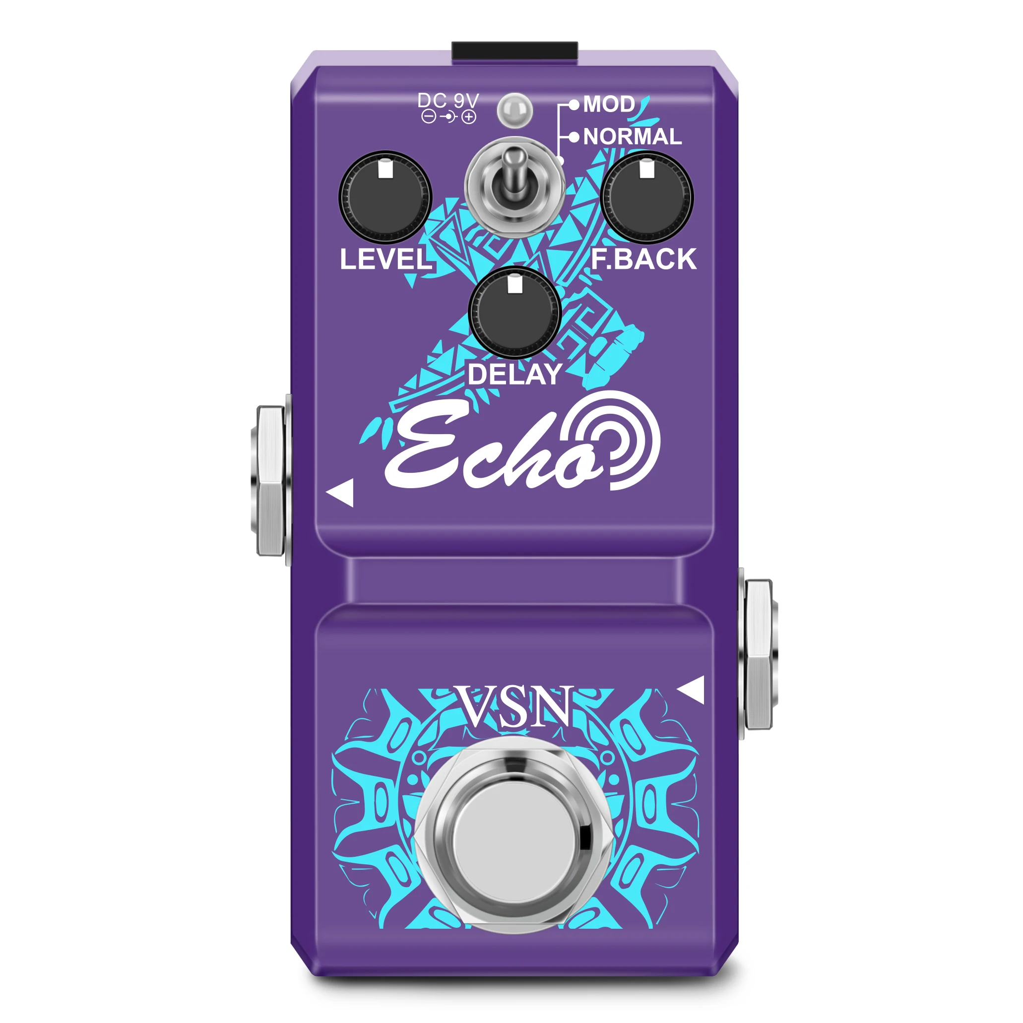 VSN-LN-314 ECHO Mini Delay Guitar Effect Pedal, True Bypass, caixa completa do metal