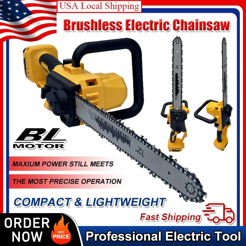 

Fit Dewalt Brushless Chainsaw 12 Inch with Auto Oiler Cordless Electric Saw for Tree Cutting & Logging Wood Cutting