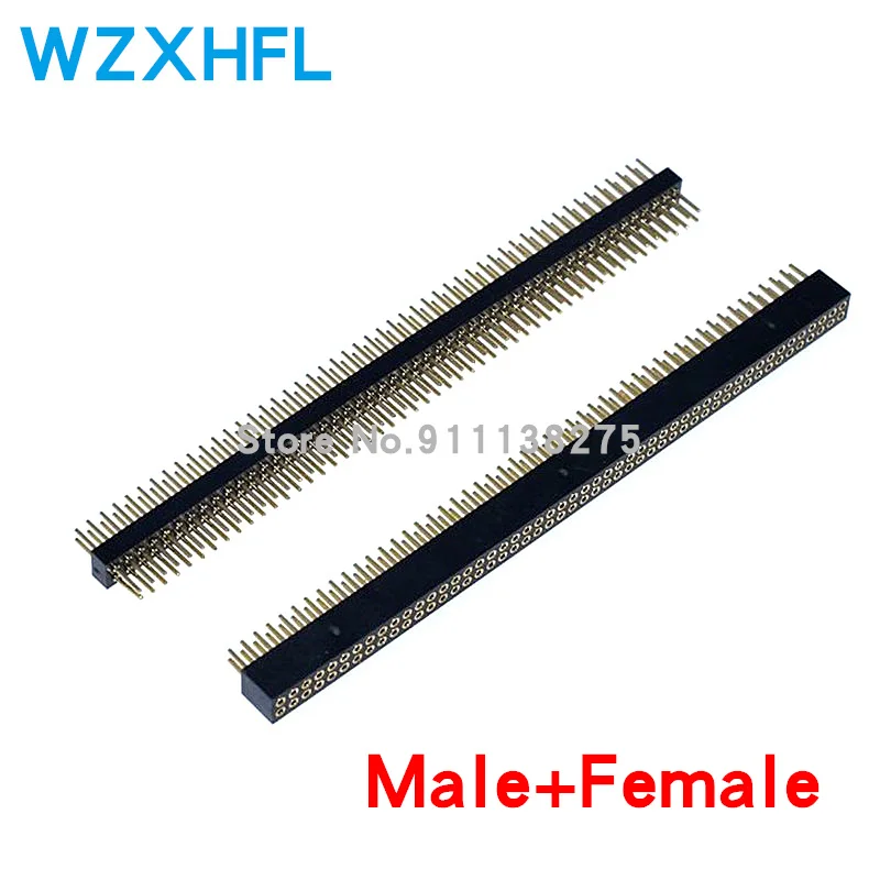 1Sets (Male+Female) 1x40P Single Row 40 Pin 1.27 mm Round Pin Male Female Header Gold plated machined SIP 1x40 Pin PCB Header