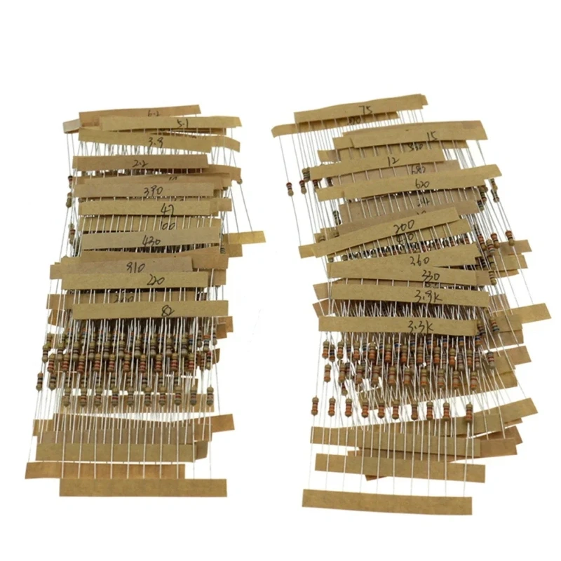 1/4W carbon film resistor package error 5%0.33-4.7M 122 commonly used resistance values 10 pieces each total 1220 pieces in box