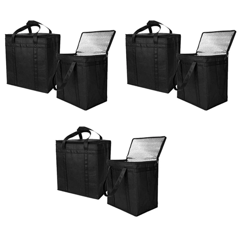 6 Pack Insulated Reusable Grocery Bag Food Delivery Bag With Dual Zipper