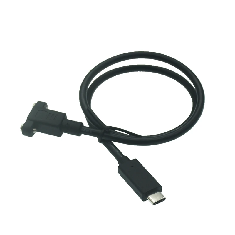 0.3m 0.2m 1M 0.5M Panel Mount Type-C USB-C Male To Female Extension Cable With Screw Hole Lock Connector Cable Spacing 18mm