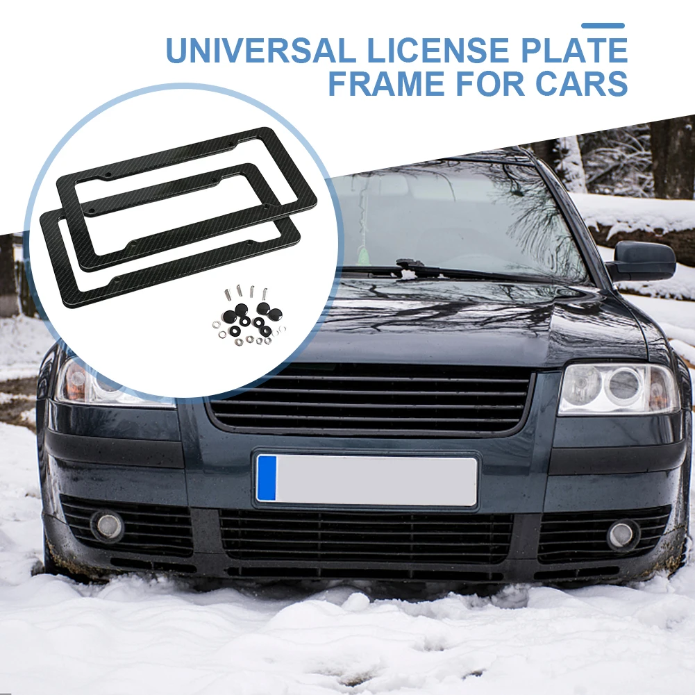 License Plate Label Cover License Plate Cover Black Car License Plate Frame Label Carbon Fiber Universal Auto Parts