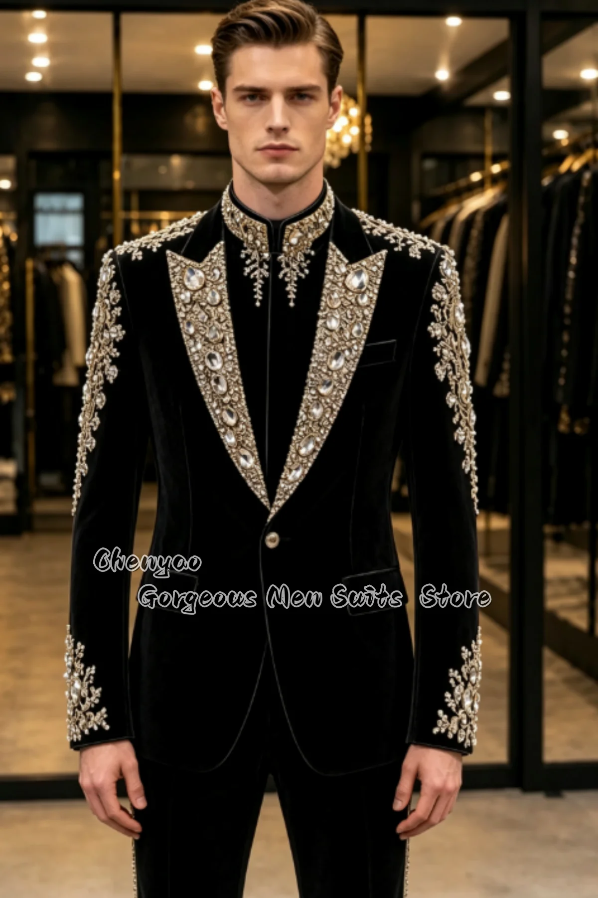 Jas Pria Mewah Custom Velvet T - Men'S Grooming Jacket ulasan dan harga