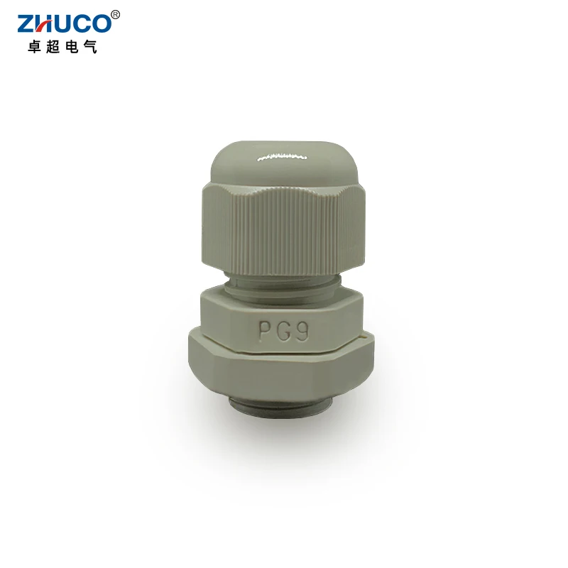 ZHUCO 10Pcs PG9 Waterproof Grey Cable Cover Kit Adjustable Nylon Plastic PA66 Cable Gland Cord Connector With Gasket For 4-8mm