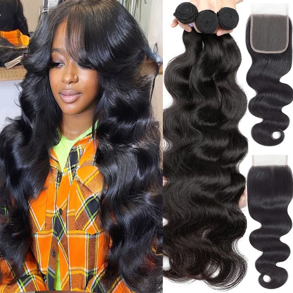 100% Maleisische Body Wave Bundels Met Sluiting Natuurlijke Human Hair Extensions Groothandel Wave Haar Menselijke Kant Hd Vetersluiting 4x4