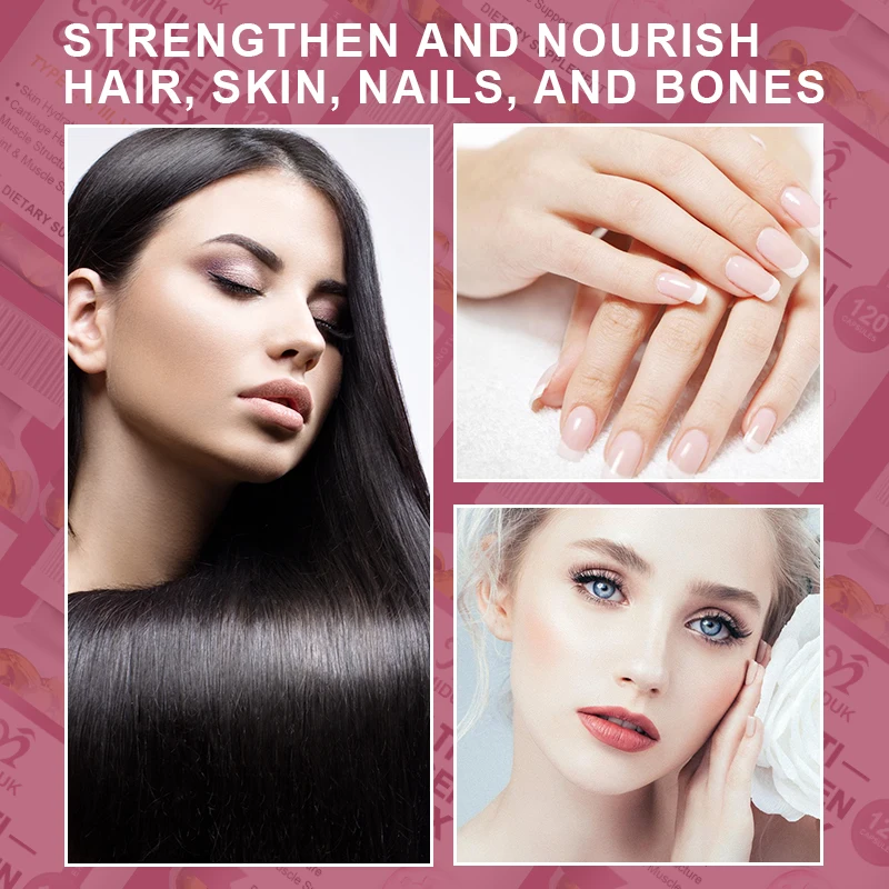 Vitamins Multi Collagen Complex Type I, II, III, V, X Anti-oxidation Reduce Cell Damage Promote Nails Hair Skin Health