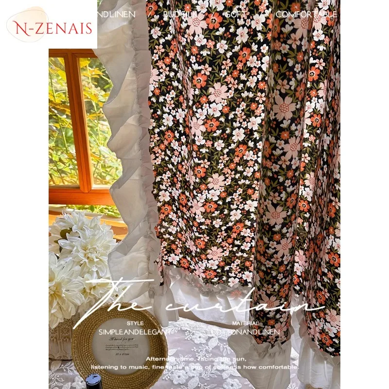 

Custom size！！American rustic retro romantic cotton printed Fashion Elegant Curtains for Living dining room bedroom Decor Window