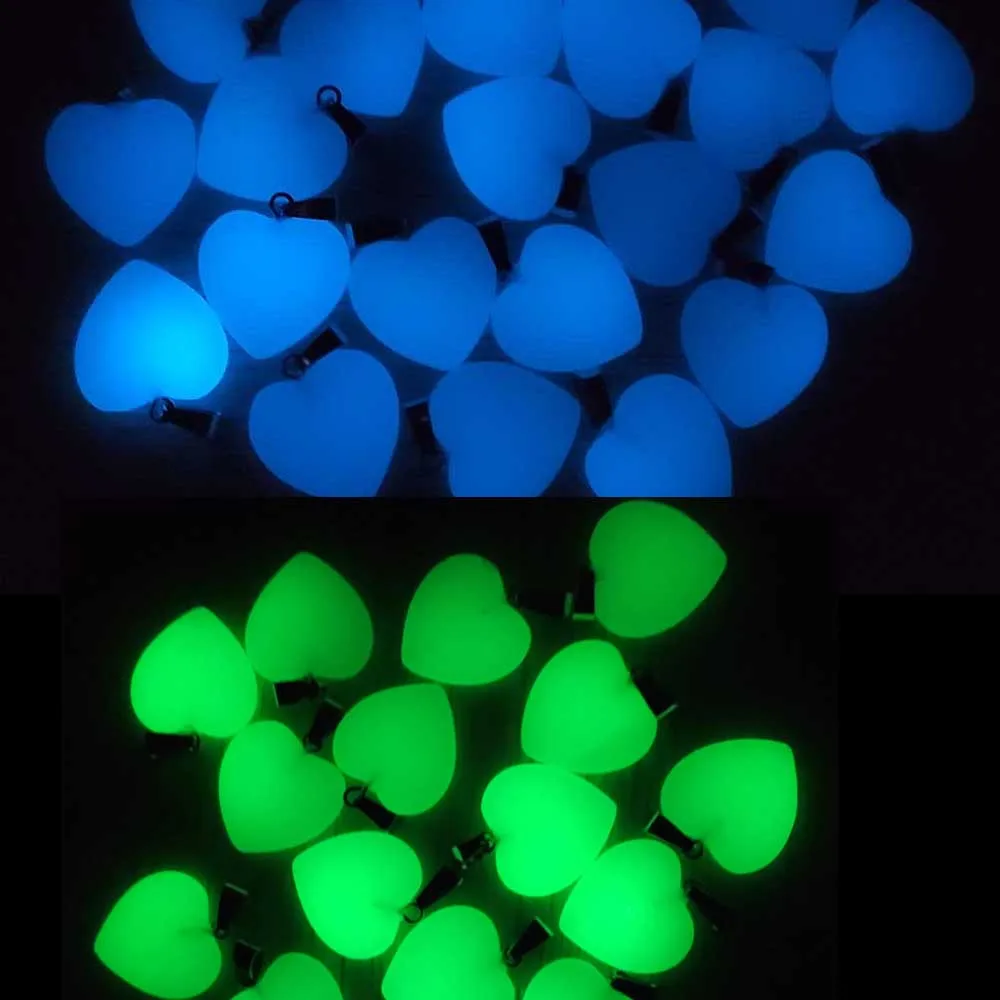 Blue and green luminous stone Fashion hot sell love heart charms pendants for jewelry making 20mm 50pcs  Wholesale free shipping