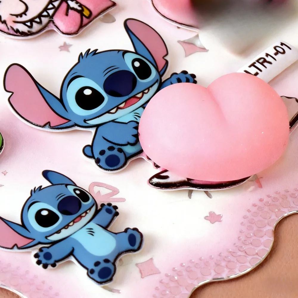 Disney Stitch Soft Pinched Happy Buttocks Sticker Children's Decompression 3D Bubble Sticker Phone Case Decoration Sticker*-.