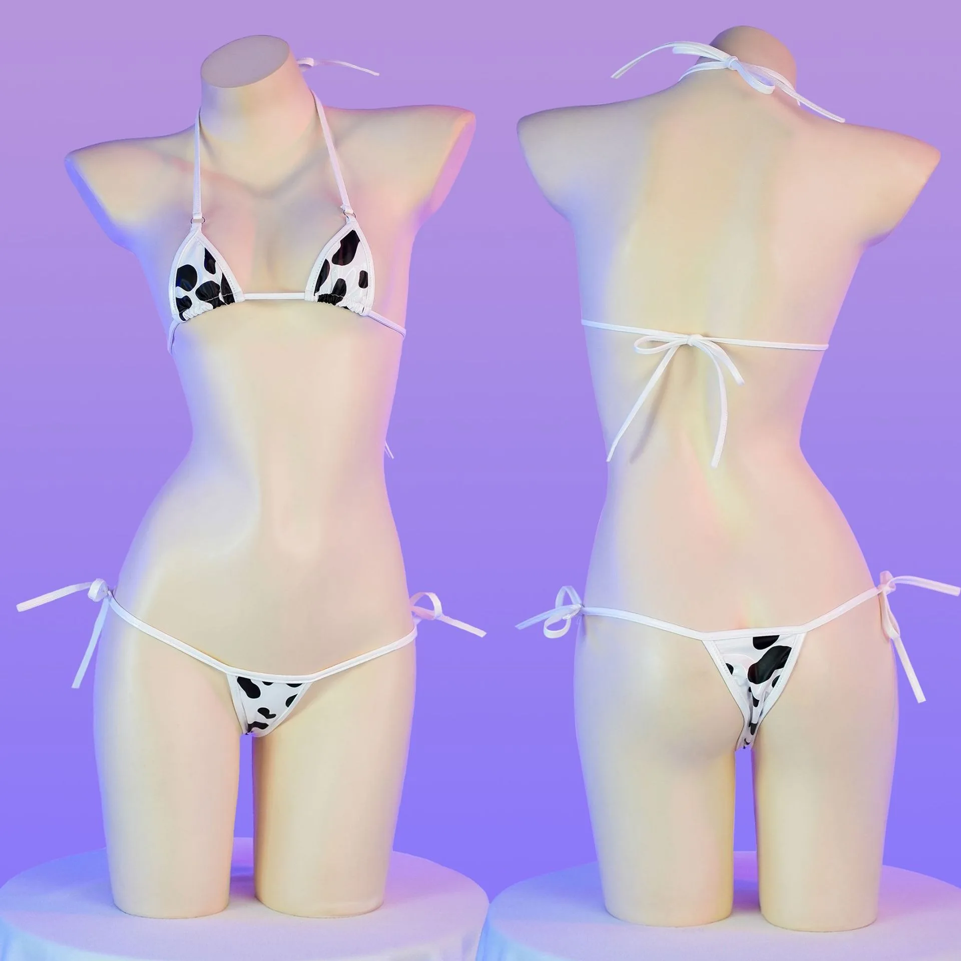 AniLV Cow Girl Cosplay Temperament Lingeire Women Dairy Cattle Maid Uniform Pajamas Ear Tail Outfits Set Exotic Costume