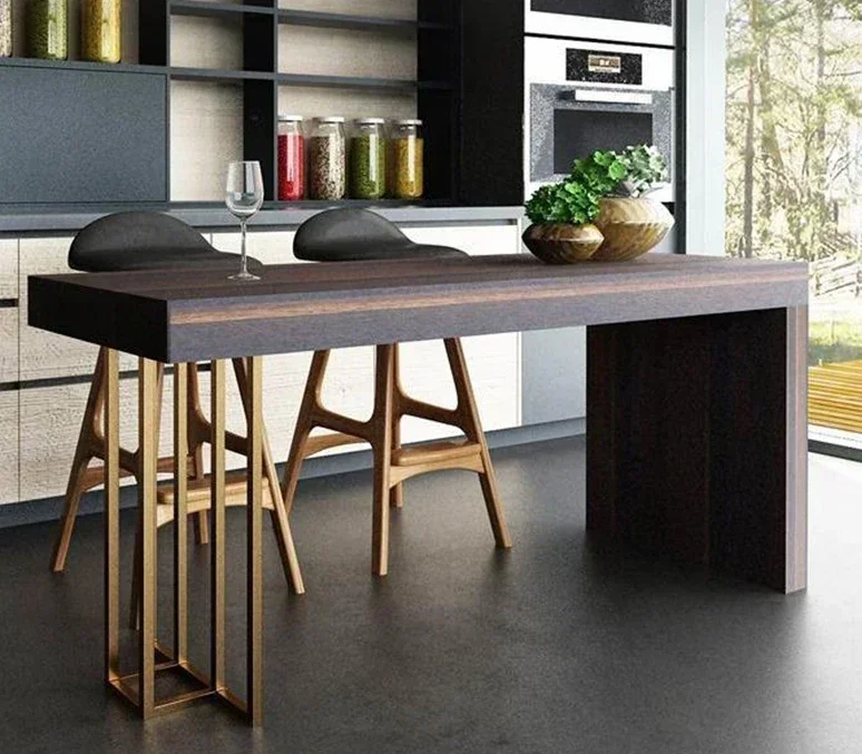 

N Italian Bar Counter Light Luxury Bar Counter Smoked Wood Nordic Dining Table Modern Minimalist Walnut