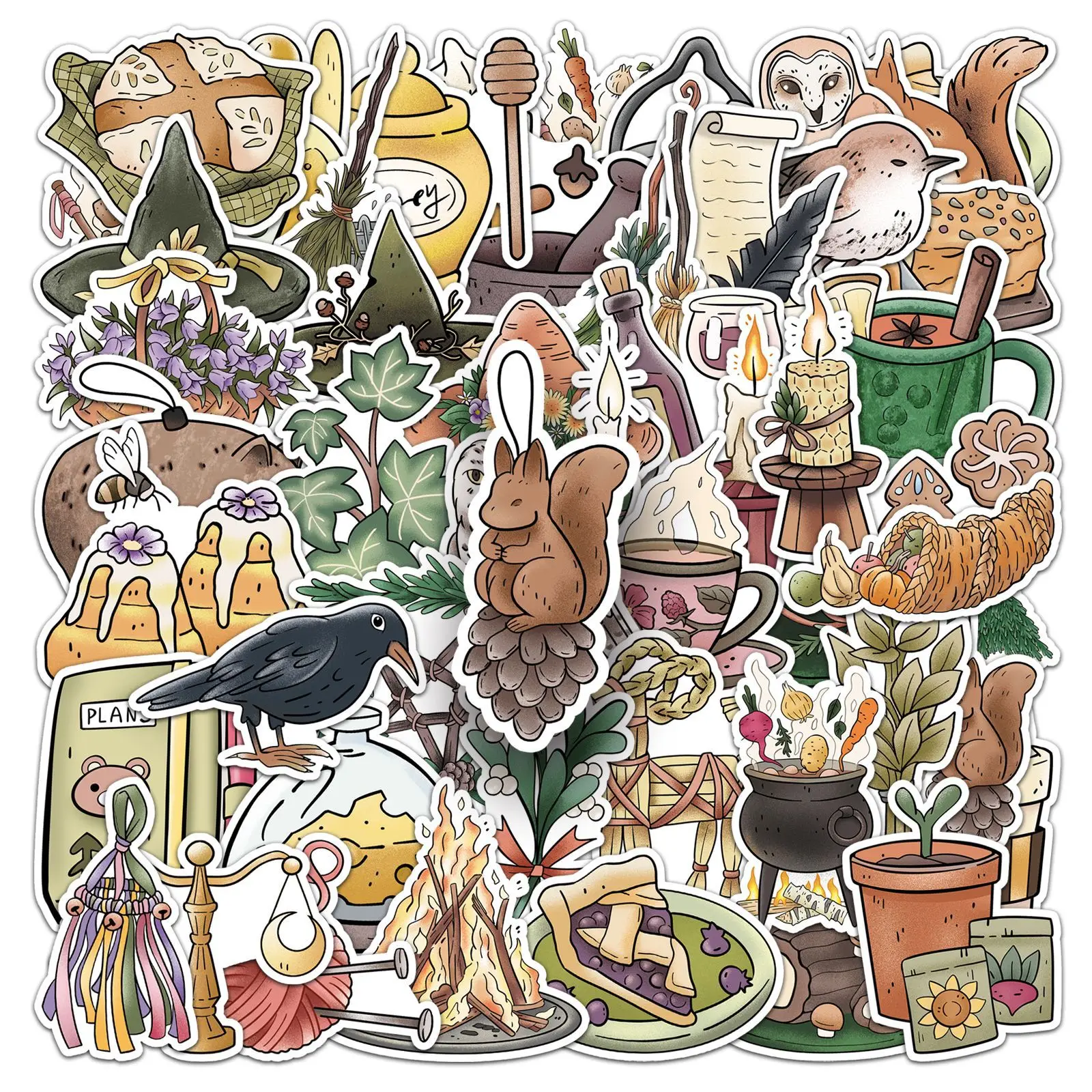 

10/30/50PCS Enchanted Forest Graffiti Personalized Cute Cartoon Animals for Water Cup Phone Computer Notebook Stationery Luggage