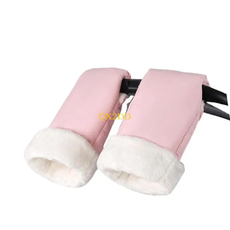 QX2D Soft Fleece Lined Gloves For Baby Strollers Handle Cold Weather Waterproof Easy Maintenance Mittens