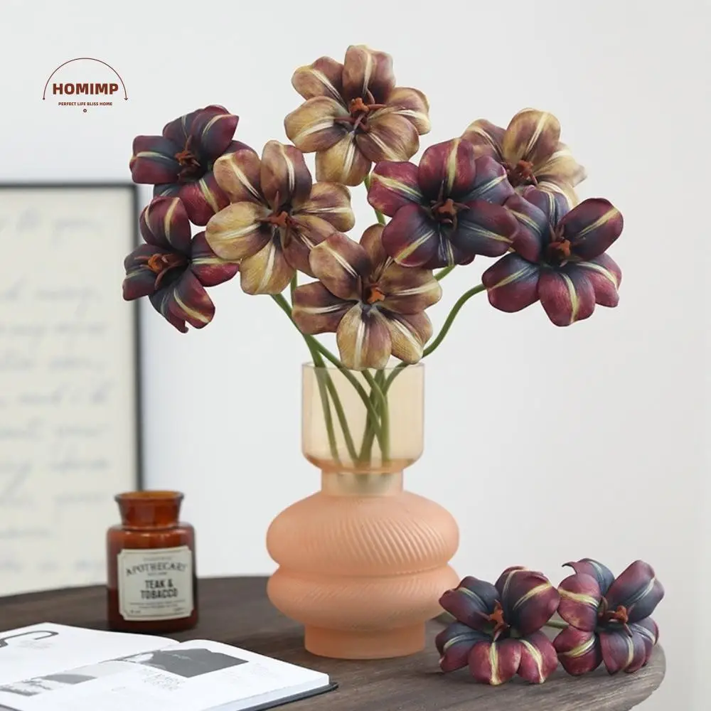 

5pcs Real Touch Artificial Tulip Flowers Realistic Beautiful Simulation Tulip Bouquet Handmade Fake Tulips Ride Bouquet