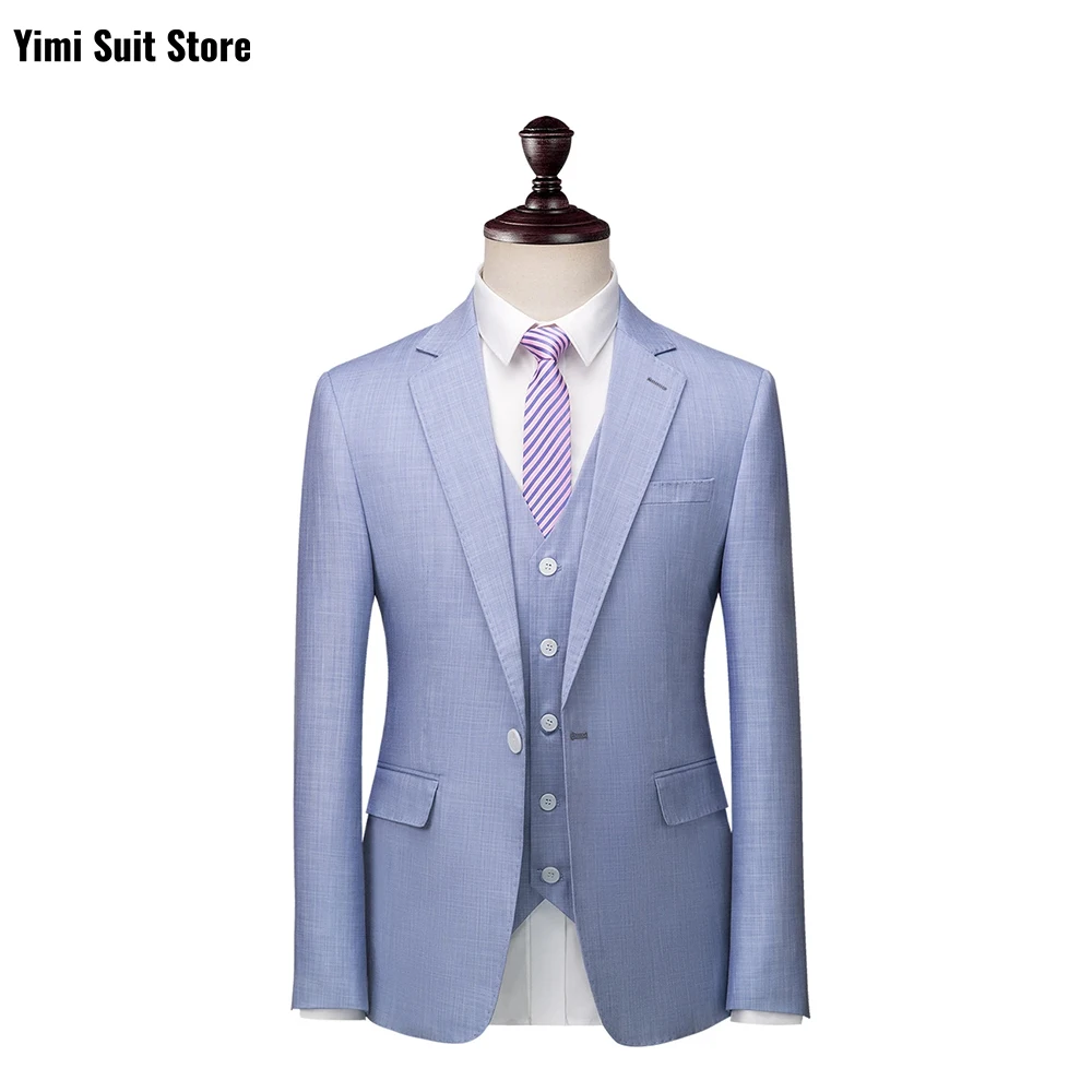 

YiMinpwp Lavender Men'Suit 3 Pieces Blazer Pants Peak Lapel Elegant Office Wear Single Breasted Wedding Groom Business Tuxedo