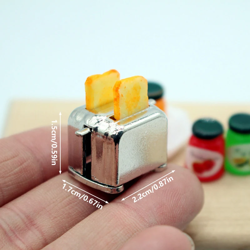 1 مجموعة 1:12 دمية مصغرة آلة الخبز الخبز المربى طبق عشاء مزيج نموذج المطبخ المشهد محاكاة اللعب الملحقات #6