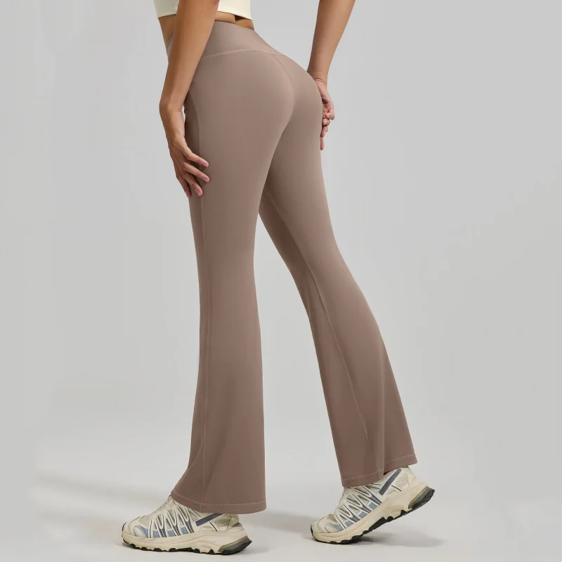

Naked High Waisted Waist Cinching Hip Lifting Fitness Exercise Elastic Bell Bottom Pants Women Casual Outdoor Running Yoga Pants