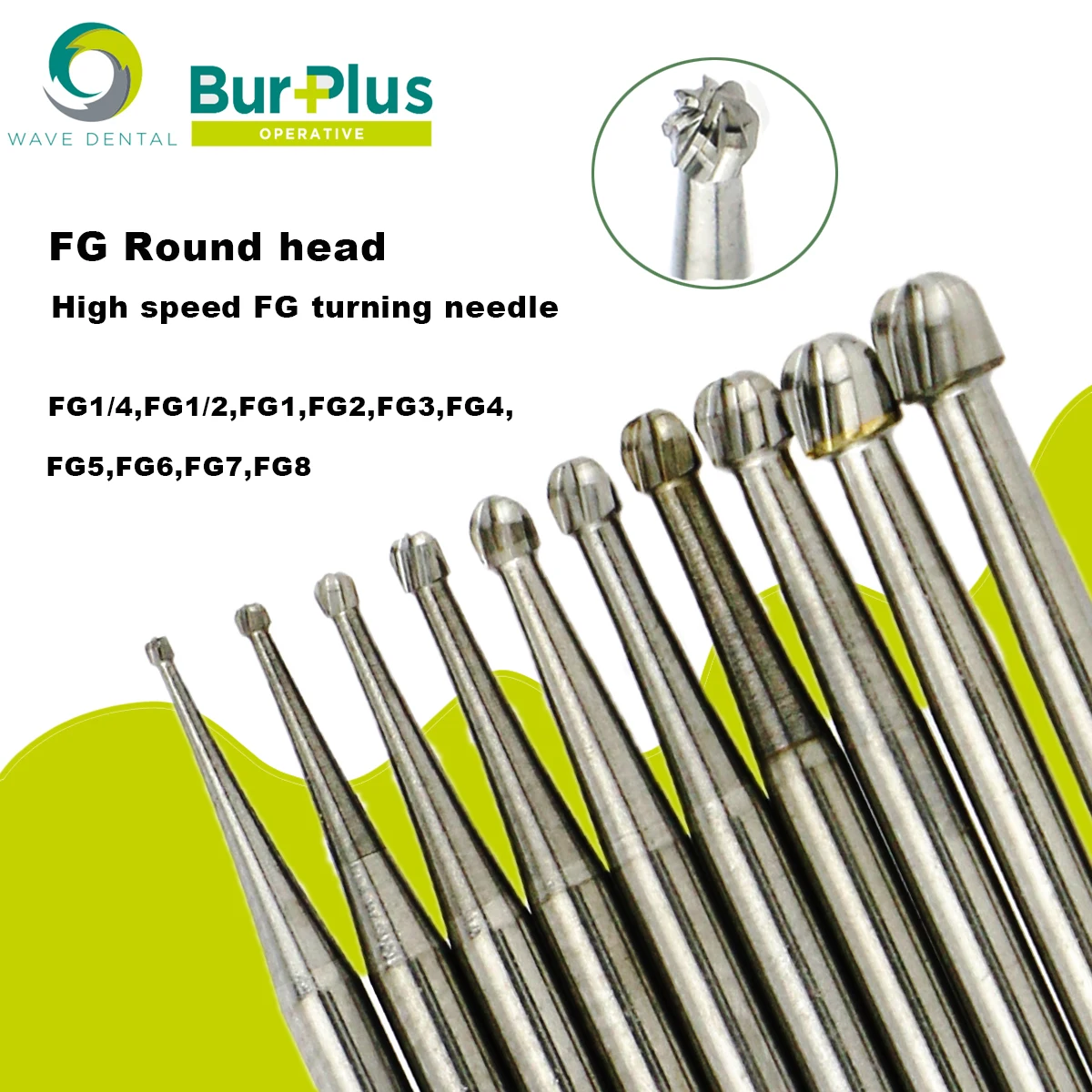 Tandheelkundige Burs Prima Wave Tandheelkundige Wolfraamcarbide Burs Boor Ronde Kop Type Fg Serie Voor Hoge Snelheid Handstuk Dia.1.6Mm 5 Stks/pak