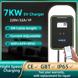 Andalung 7kw EV Charger Station GBT 32A EVSE Charging Wallbox  Type2 With APP Wifi Control And RFID Cards