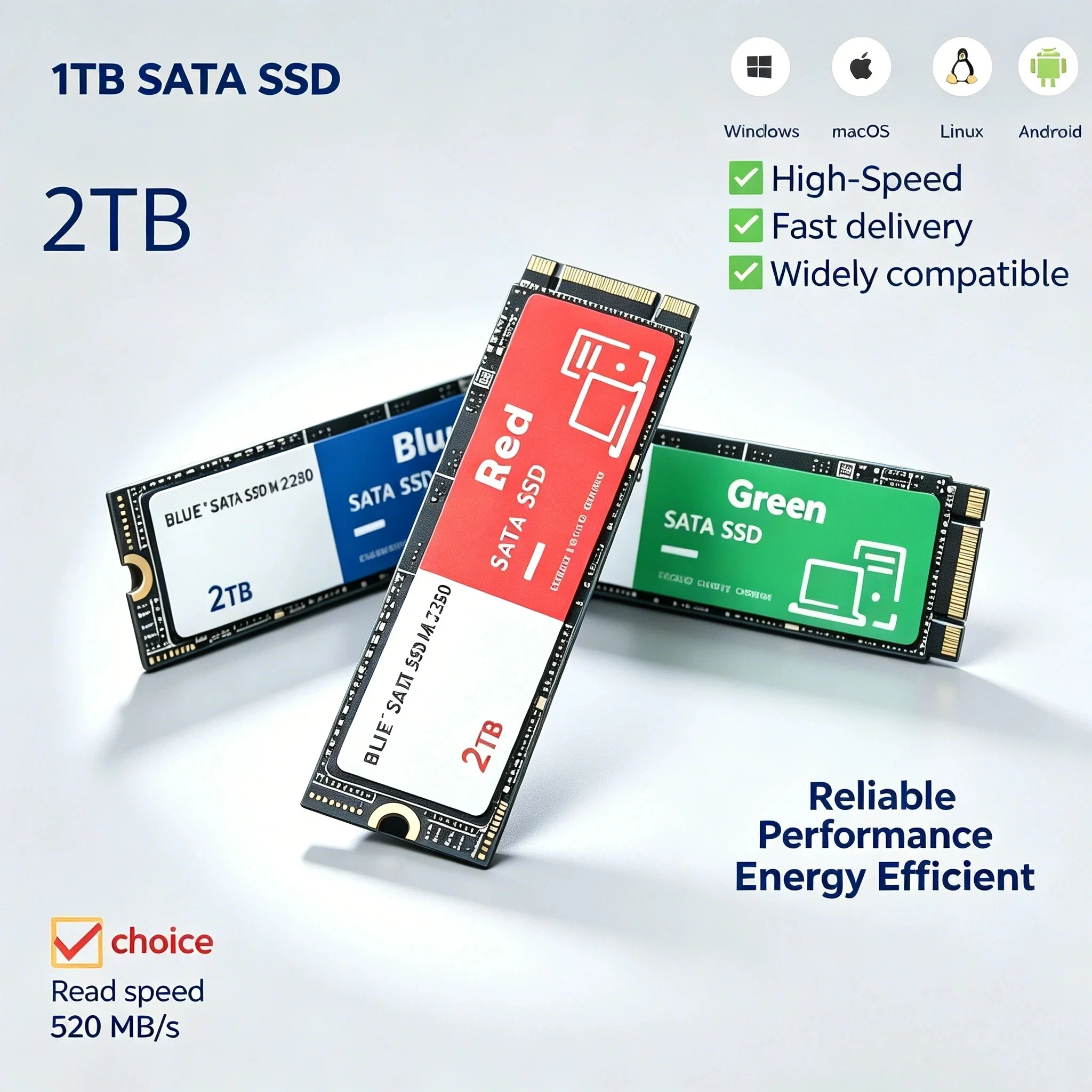 

2026 New M.2 NVMe 500GB SSD Ultra Fast Internal Solid State Drive Hard Disk for Desktop Laptop PC Computer Upgrade Pro A1