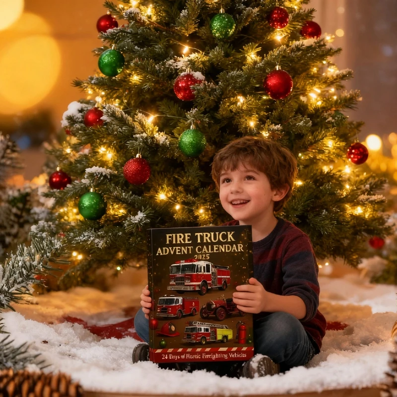 2026 Fire Truck Advent Calendar 24 Days Firefighting Vehicle Ornament Children Like Creative Gifts Fire Engine Ornaments