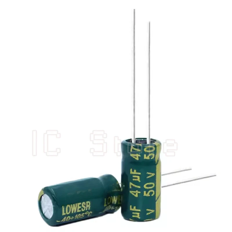 50PCS 50V 47uf Capacitor 6x12mm High Frequency LOWESR Aluminum Capacitor for Power Adapter 6*12 Green Gold